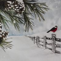 Vogel im Schnee Aquarell, Kraemer Weihnachtskarte