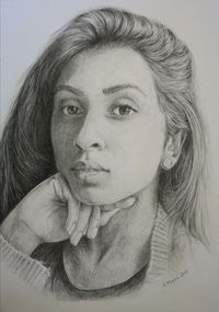 Bleistiftzeichnung, Portrait, Frau