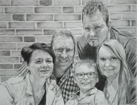 Portraitzeichnung Bleistift, Familienportrait