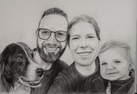 Familienportrait_mit_Hund_Bleistift