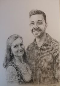 Portrait, Paar, Bleistiftzeichnung