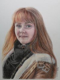 Portraitzeichnung Buntstift, junge Frau