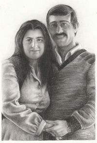 Kohlezeichnung eines alten Fotos, Ehepaar