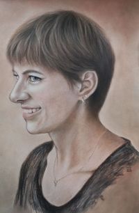 Portrait im Profil, Pastell